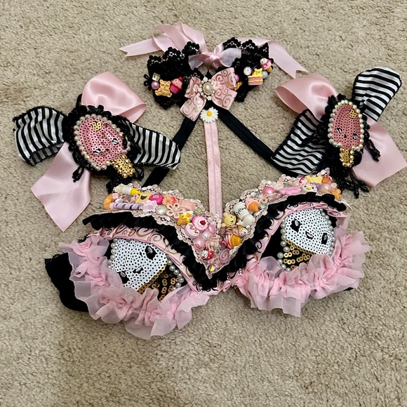 Candy-Land inspired Bra with Choker, rave EDM festival wear, cosplay - size 34A - Picture 4 of 6